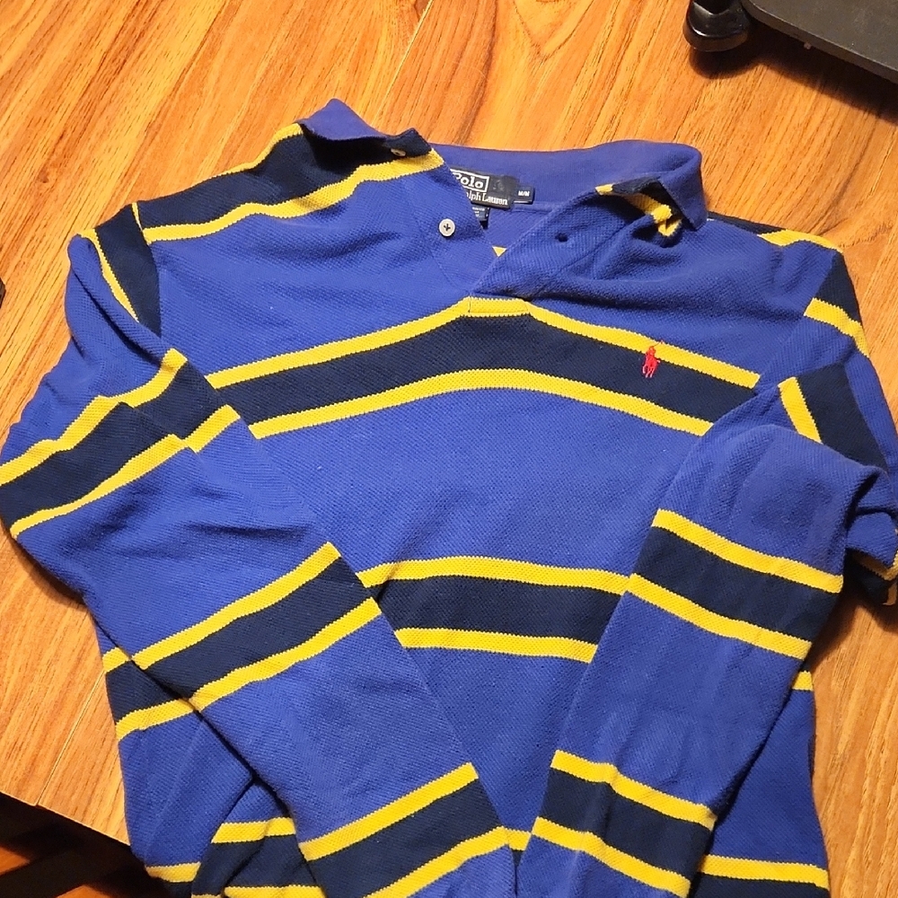 Vintage Polo by Ralph Lauren Men's Long Sleeve Knit Purple And Yellow